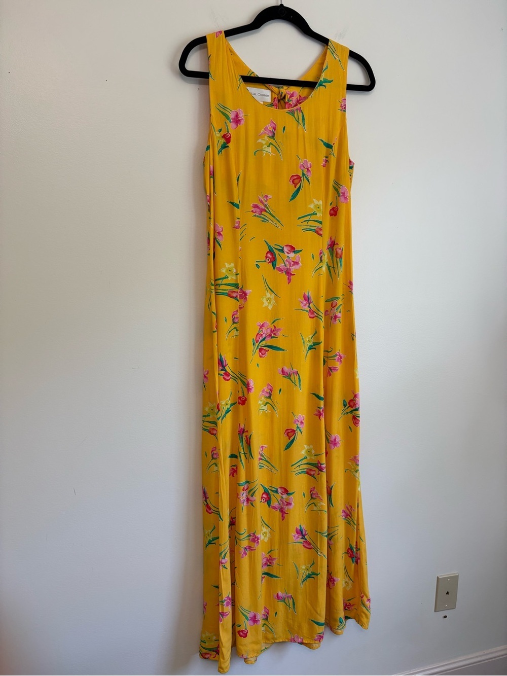 True Vintage Made in USA 80s/90s Casual Corner Bright Yellow Maxi Dress Sz 10